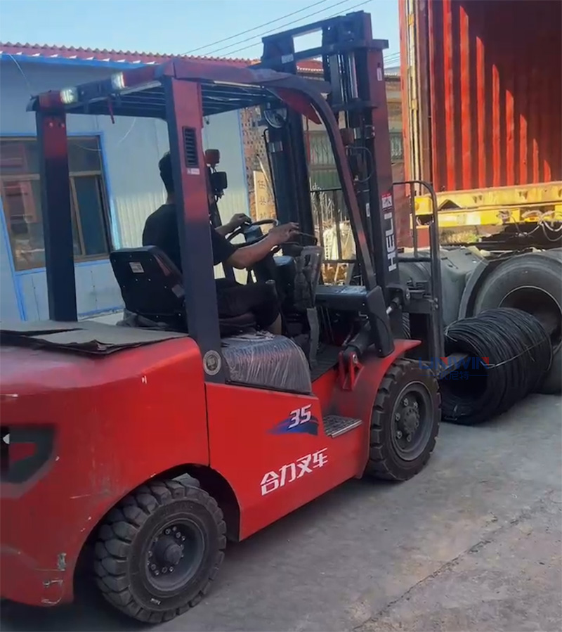 forklift used to transport cold drawn wire